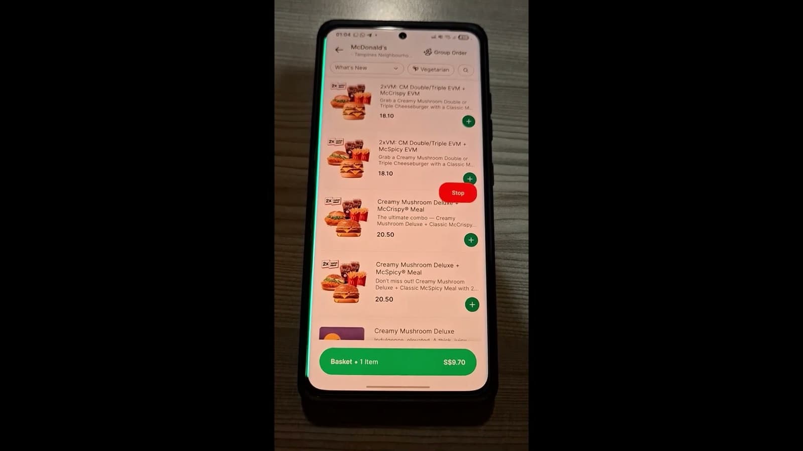 Sunday navigating a live Grab food order